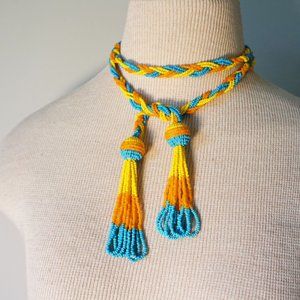 Vtg Braided Beaded Necklace/Rope (adjustable)